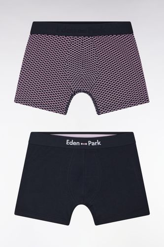Lot De Deux Boxers En Jersey De Coton Stretch Uni Et Imprimé - Eden Park - Modalova