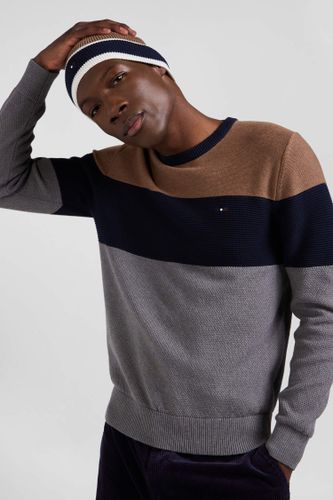 Pull Col Rond En Coton Et Noisette À Jeux De Maille Coupe Regular - Eden Park - Modalova