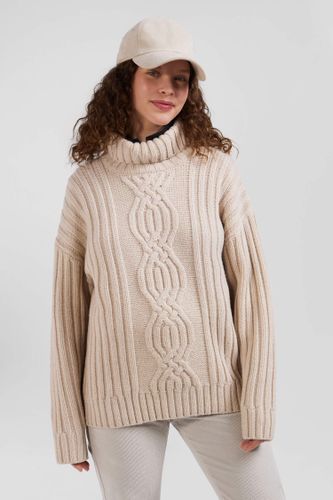 Pull Col Cheminée En Laine Mélangée Effet Nœud Ivoire Coupe Oversized - Eden Park - Modalova