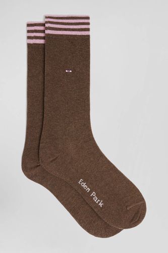 Paire de chaussettes marron à détails cerclés en coton stretch - Eden Park - Modalova