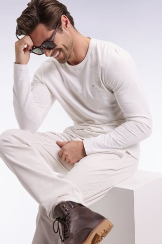 T-shirt À Manches Longues En Coton Slub Écru - Eden Park - Modalova