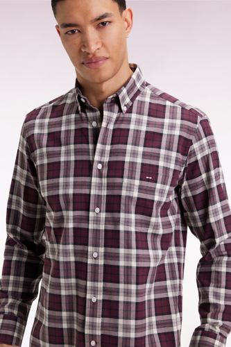 Chemise À Carreaux En Coton Bordeaux Coupe Droite - Eden Park - Modalova