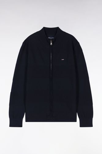 Cardigan Zippé À Col Montant En Coton Marine Cerclé Coupe Droite - Eden Park - Modalova