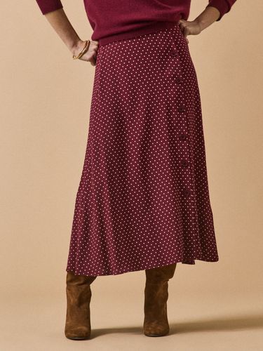 Jupe mi-longue viscose imprimé pois - Cyrillus - Modalova