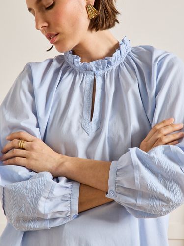 Blouse coton brodé col volanté - Cyrillus - Modalova