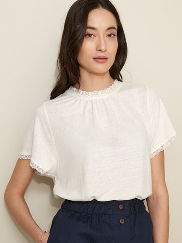 T-shirt dentelle lin et viscose - Cyrillus - Modalova