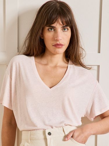 T-shirt col V femme lin et viscose - Cyrillus - Modalova