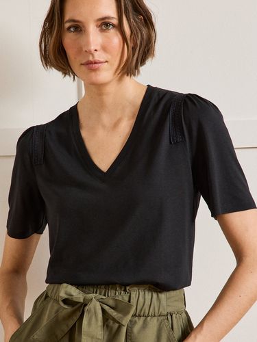 T-shirt galon dentelle lyocell et coton - Cyrillus - Modalova