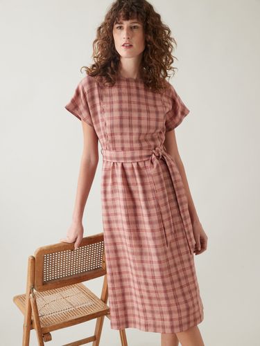 Robe mi-longue carreaux en lin - Cyrillus - Modalova