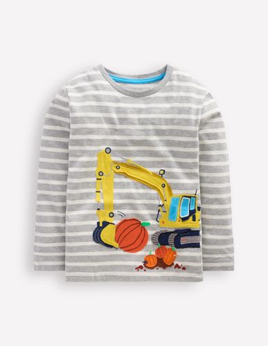 T-shirt avec rabat à soulever-Pelleteuse chiné et ivoire - Boden - Modalova