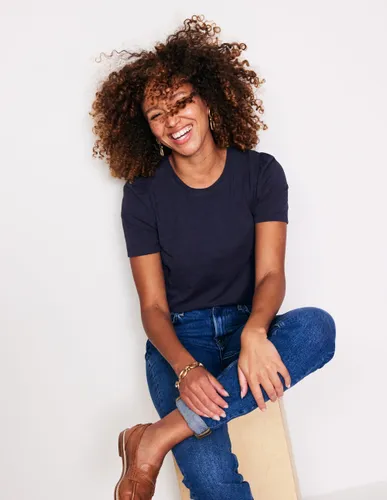 T-shirt en coton à manches bouffantes- Marine, Petits Pois - Boden - Modalova