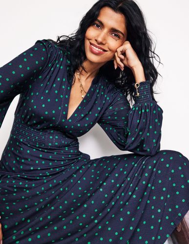 Robe midi Ivy à smocks- marine, pois épars - Boden - Modalova