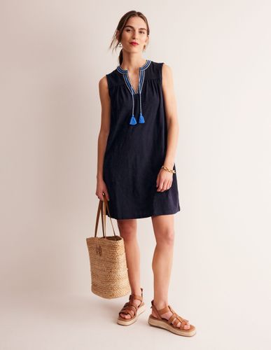 Robe Nadine à col cranté en coton- Marine, Petits Pois - Boden - Modalova