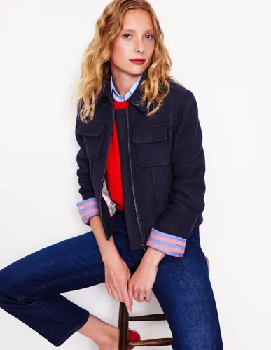 Veste en laine à fermeture zippée- Marine, Petits Pois - Boden - Modalova