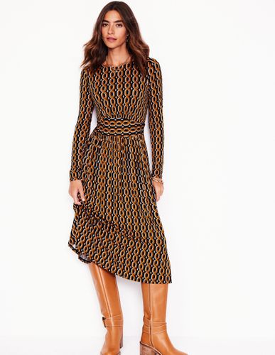 Robe Thea manches longues en jersey-Ocre, motif chaîne - Boden - Modalova