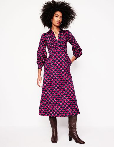 Robe midi Pip zippée en point de Rome- vif, motif Lotus Stamp - Boden - Modalova