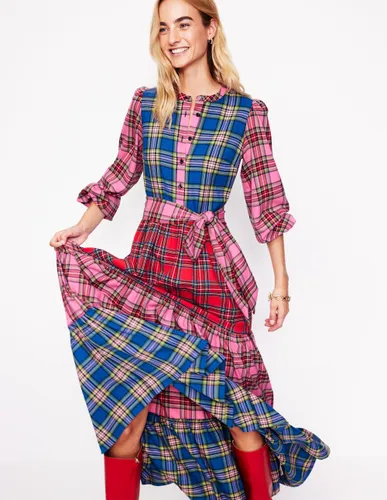 Robe longue Alba à carreaux-Carreaux pêle-mêle multi - Boden - Modalova
