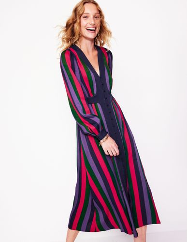 Robe midi colourblock à col V-Rayé pin et améthyste - Boden - Modalova