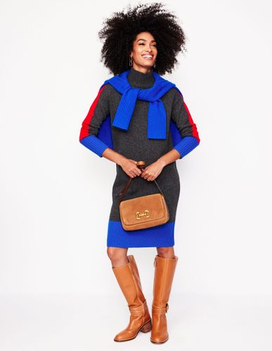 Robe Jessica en maille mérinos-Colourblock anthracite - Boden - Modalova