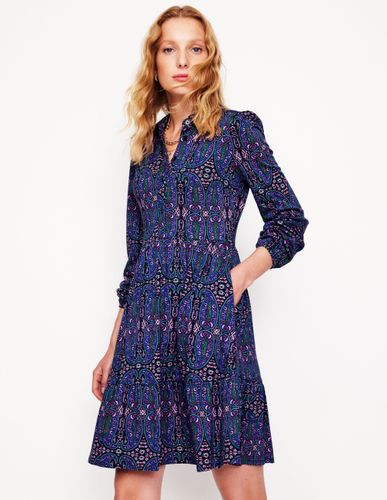 Robe Jemima en jersey à volants- marine, motif Paisley Bud Variation - Boden - Modalova