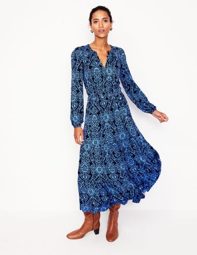 Robe midi en jersey à volants et smocks - Boden - Modalova