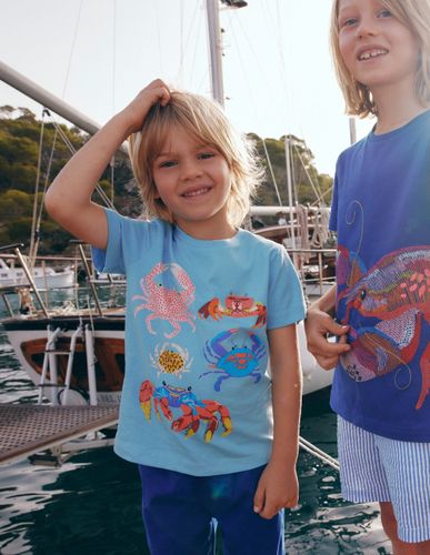 T-shirt imprimé à manches courtes-Crabes bleu vintage - Boden - Modalova