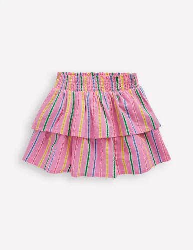 Jupe tissée à volants-Rayé multi rose - Boden - Modalova