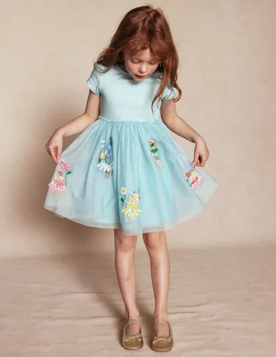 Robe Ami en tulle à appliqué-Motif Flower Fairies bleu mentholé - Boden - Modalova