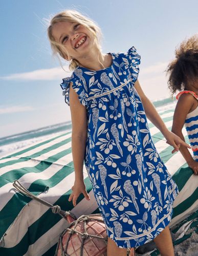 Robe de vacances Celia tissée-Motif Parrot Palm bleu vif - Boden - Modalova