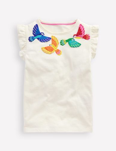 T-Shirt mit Flatterärmeln-Naturweiß mit Vögeln - Boden - Modalova