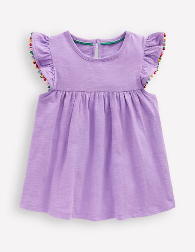 Top à manches volantées et pompons-Violet parme - Boden - Modalova