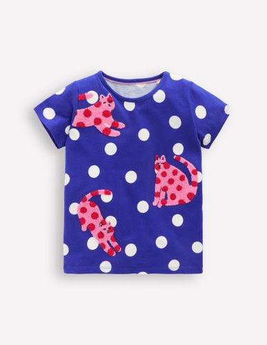 Bay Bouclé-T-Shirt-Leuchtendes Blau Gepunktete Katzen - Boden - Modalova