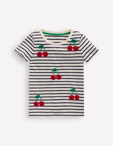 T-shirt Bay en bouclé-Cerises bleu marine foncé/ivoire - Boden - Modalova