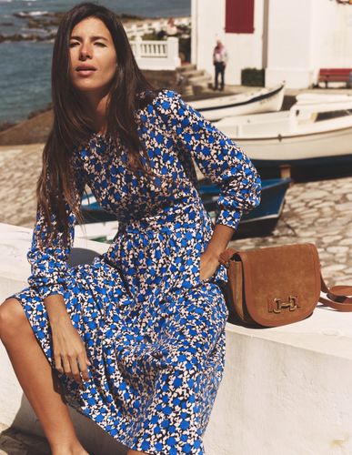 Robe midi Alexandra en jersey-Bleu martin-pêcheur, motif Floweret Vine - Boden - Modalova