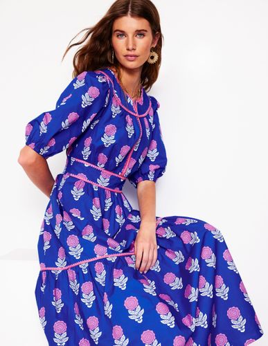 Robe midi Rhea brodée-Bleu galerie, motif Dahlia Sprig - Boden - Modalova