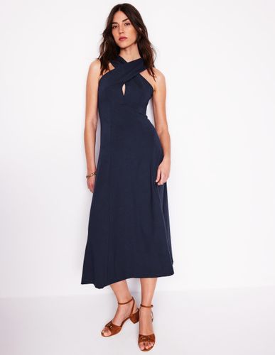 Robe en point de Rome croisée sur le devant-Bleu Marine - Boden - Modalova