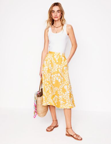 Jupe midi Hattie en popeline-Jaune, motif Vine Silhouette - Boden - Modalova