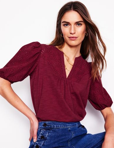 Top Dolly à broderie anglaise-Rouge grenat - Boden - Modalova