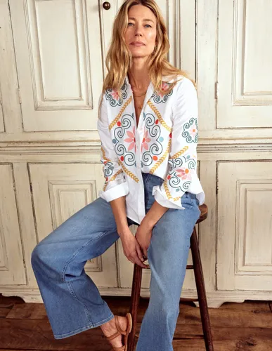 Chemise Sienna brodée en lin-Blanc - Boden - Modalova