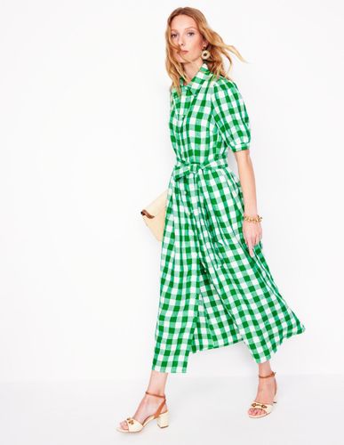 Robe-chemise longue Alexa en lin-Vichy émeraude profond - Boden - Modalova