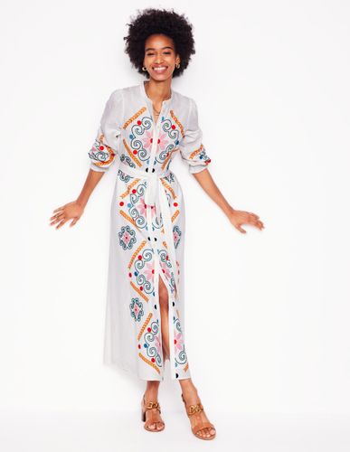 Robe-chemise Ruby en lin mélangé-Broderie blanche - Boden - Modalova