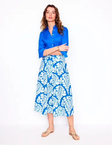 Jupe midi Verity en lin-Bleu céruléen, motif Blossomy - Boden - Modalova
