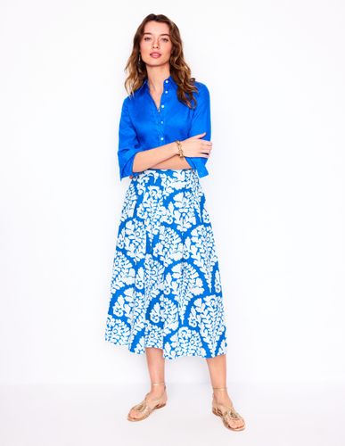 Jupe midi Verity en lin-Bleu céruléen, motif Blossomy - Boden - Modalova