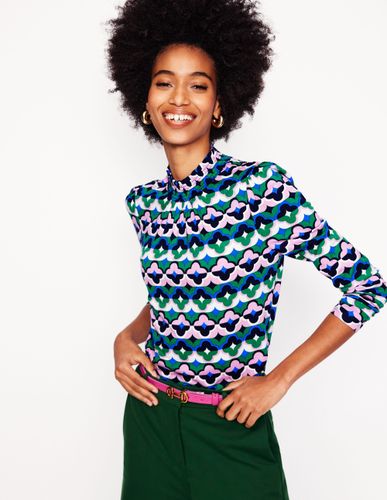 Top imprimé à col smocké-Émeraude profond, motif Lucky Clover - Boden - Modalova