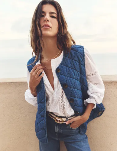 Veste matelassée en jean sans manches- Lavé Moyen - Boden - Modalova