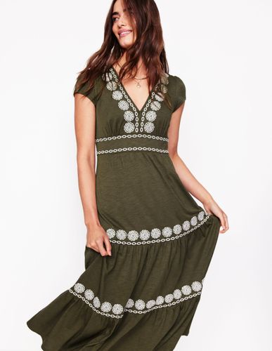 Robe midi Eloise brodée-Kaki clair - Boden - Modalova
