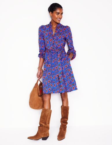 Robe-chemise Willow à col volanté-Bleu galerie, motif Decorative Vine - Boden - Modalova