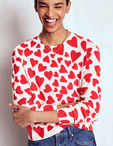 Pull Eva col rond en cachemire-Ivoire, motif Heart Cluster - Boden - Modalova