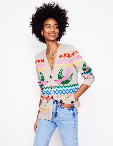 Gilet boyfriend Quinn-Avoine chiné, oiseaux - Boden - Modalova