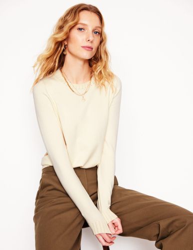 Pull col rond Emilia en coton-Ivoire chaud - Boden - Modalova